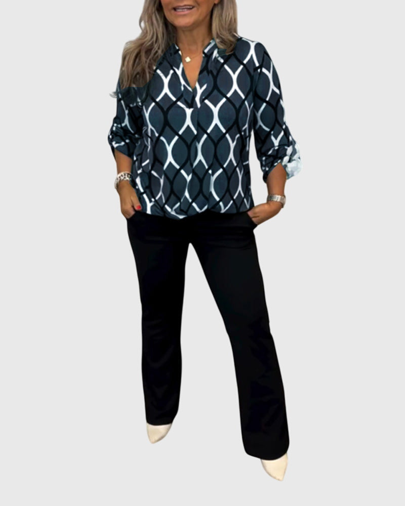 V-Neck Long Sleeve Women's Top – Flattering Silhouette