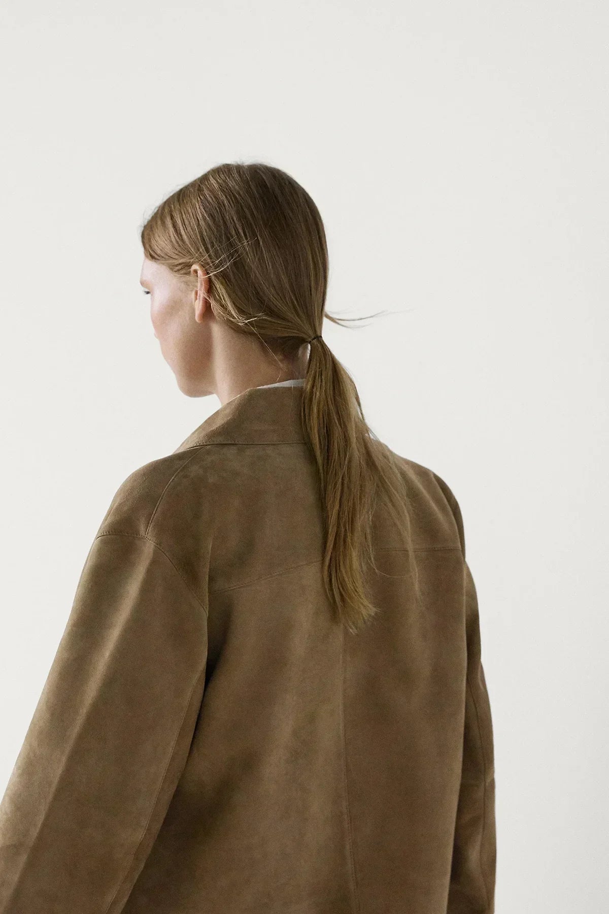 Laurel Women's Jacket – Short in Elegant Beige Suede, Minimalist & Urban Style
