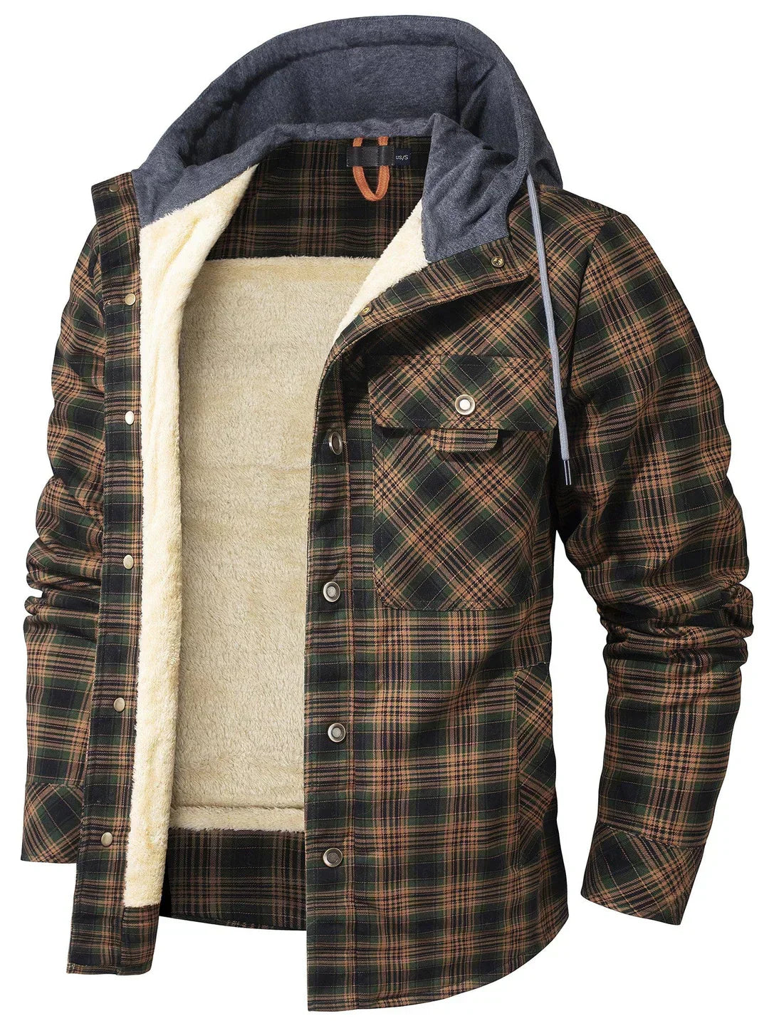Kyle Men's Plaid Jacket – Warm, Elegant with Adjustable Hood & Comfortable Lining