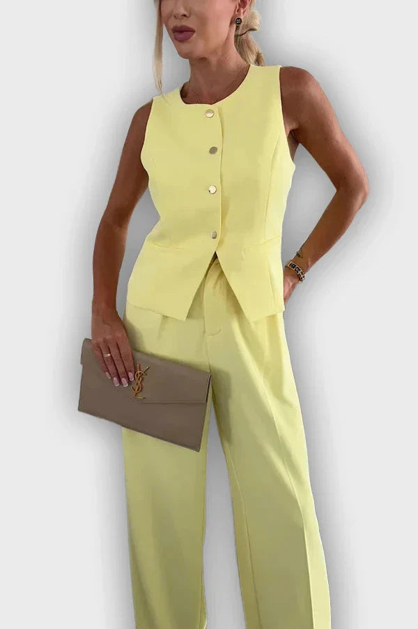 Button Front Elegant Ensemble – Timeless Flattering Fit