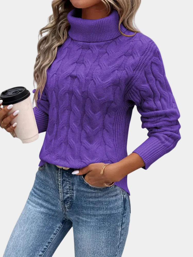 Chelsey Women's Cable Knit Sweater – Warm Elegant Knit with Classic Pattern