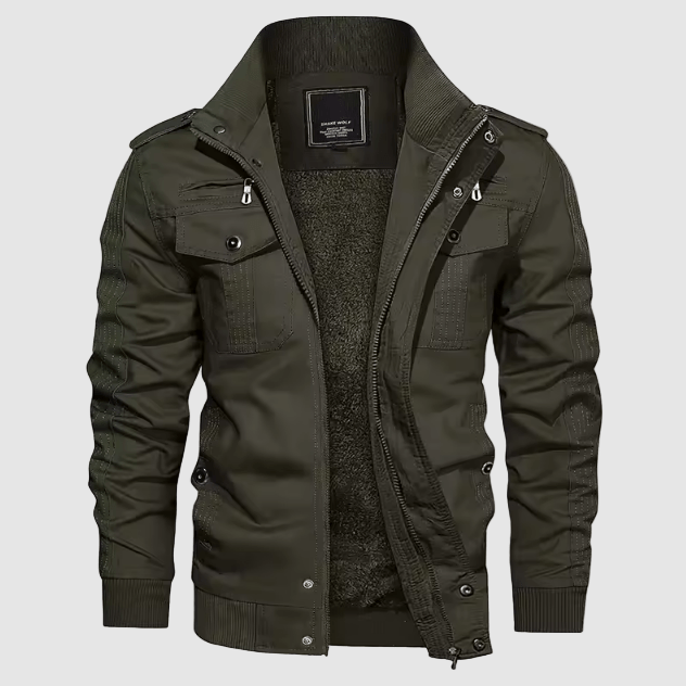 Aiden Men's Aviator Blouson – Warm Pilot Jacket with Fleece Lining & Stand-up Collar