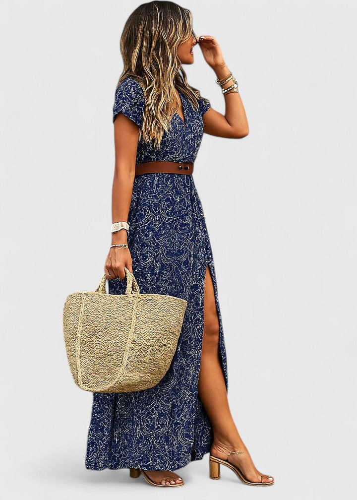 Boho Summer Maxi Dress – Flattering Silhouette & Waist-Defining Fit