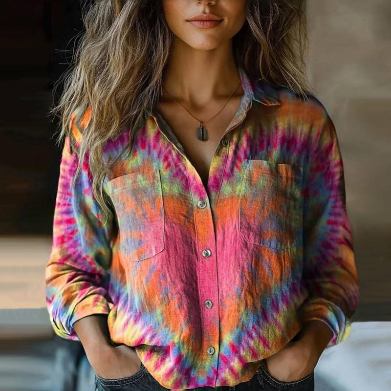 Vanya Blouse Femme – Vintage Chic Blouse with Colorful Print and Comfortable Loose Fit