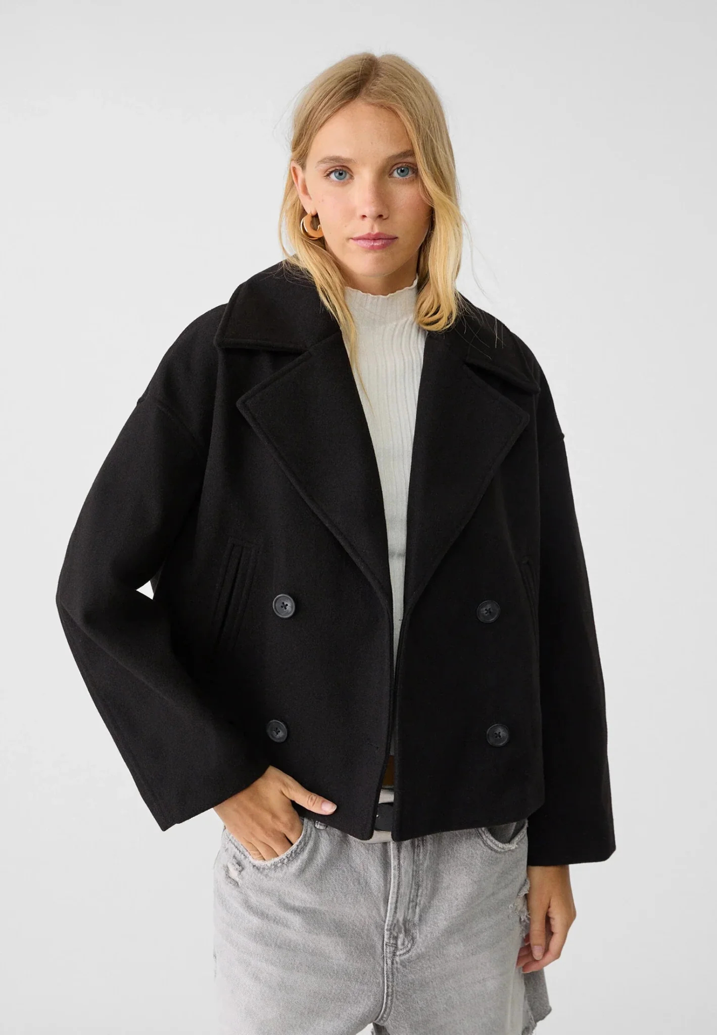 Eloise Cropped Jacket Woman – Elegant Tailored Cut with Pointed Lapels & Double-Breasted Closure