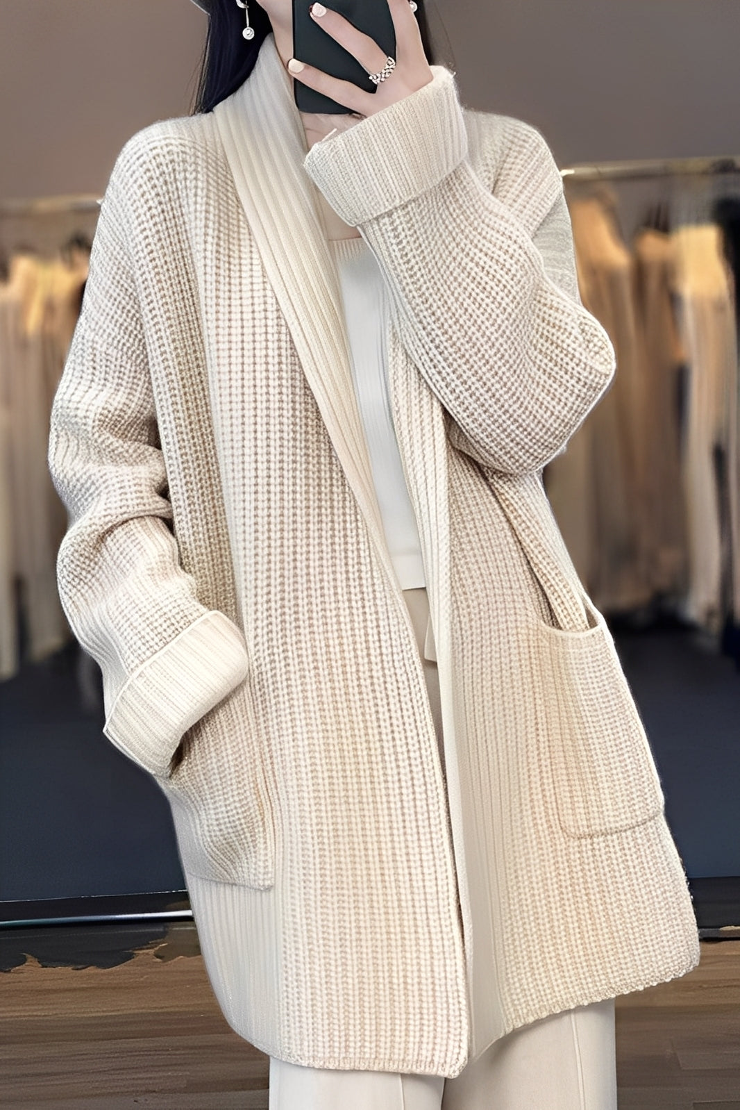 Esther – Long Open Gilet for Women – Soft and Elegant Knit with Fluid Cut for Daily and Casual Outfits