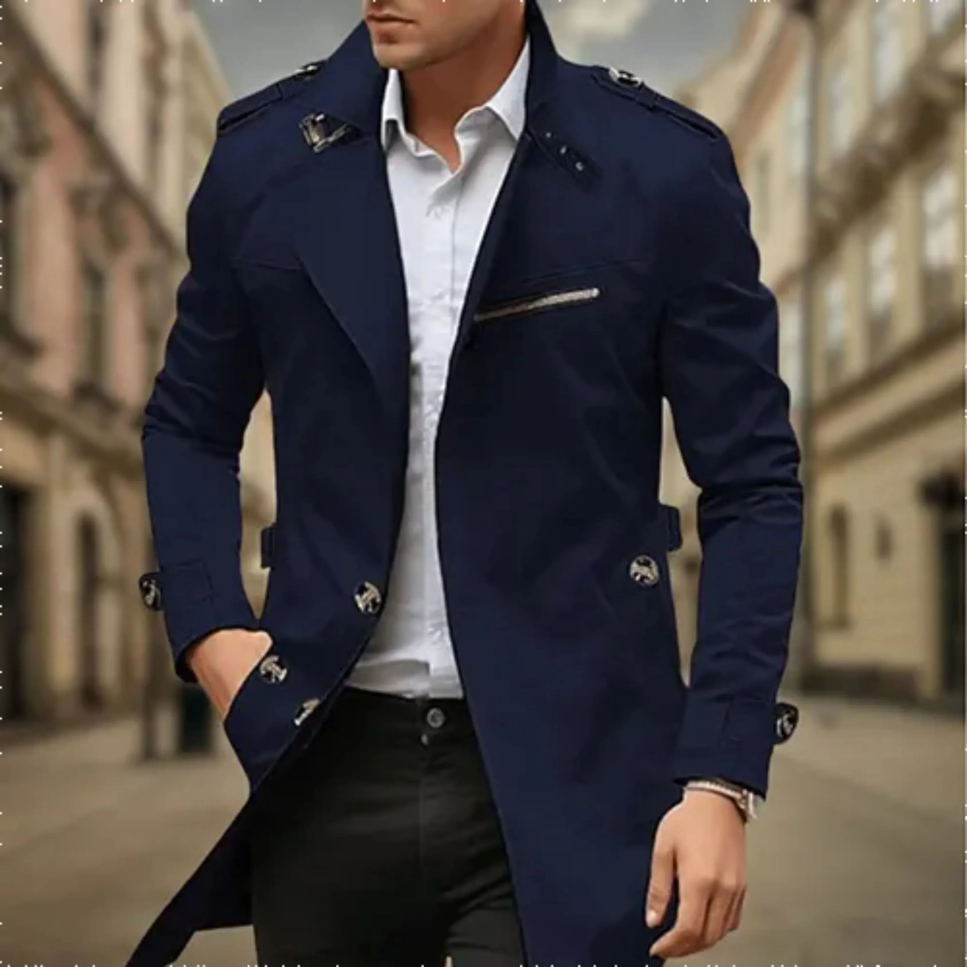 Rey Men's Coat – Elegant Waterproof Trench Coat with Classic Double Breasted Design