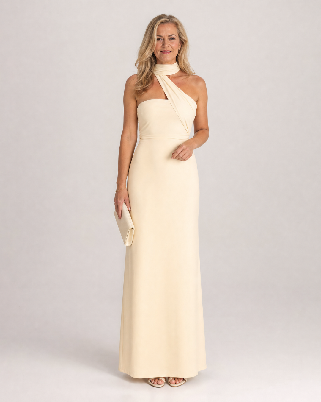 one shoulder halter dress Adora One-Shoulder Maxi Dress Red