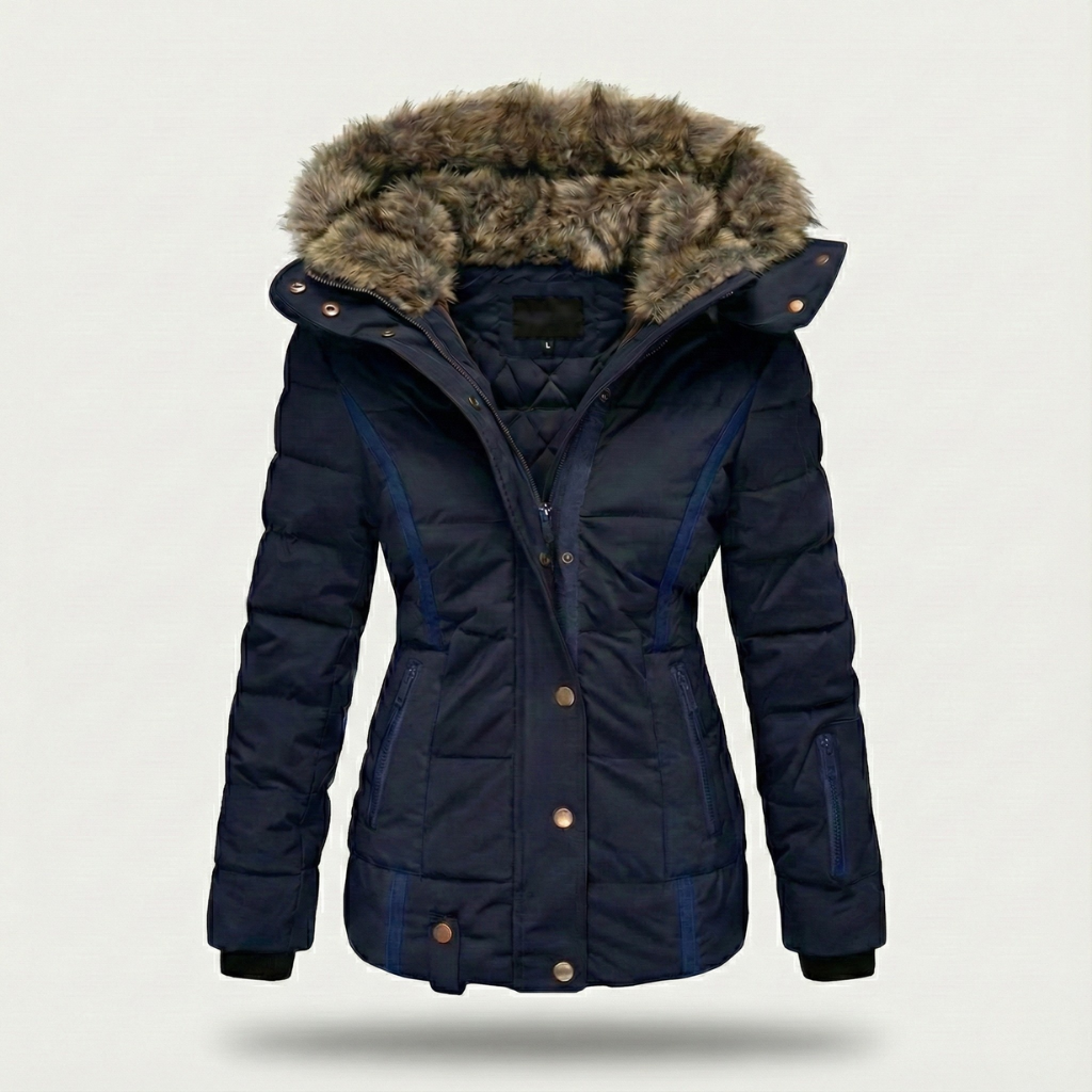 Women’s Faux-Fur Hooded Puffer Jacket – Insulated, Water-Resistant
