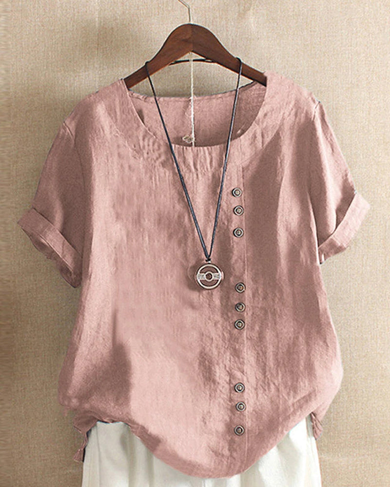Lena Blouse Femme – Lightweight Linen Blouse with Buttoning & Natural Look