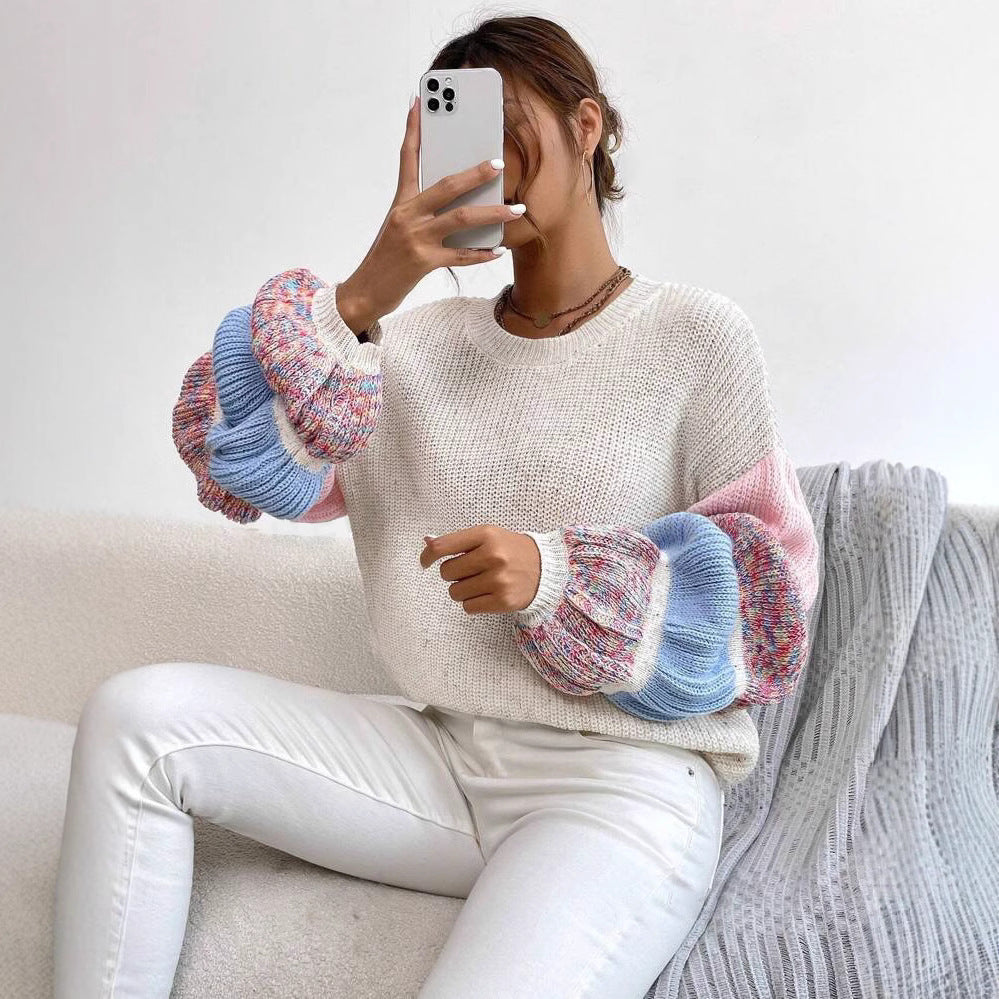 Delilah Pullover Knitted Multicolor for Women – Soft and Warm Sweater with Casual Fit and Layered Design