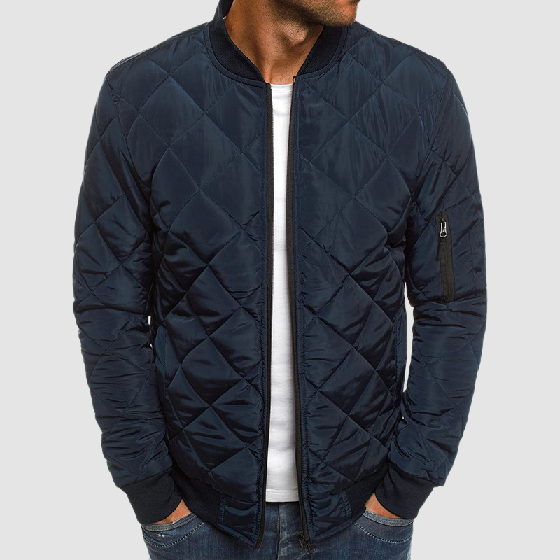 Benedict Quilted Jacket for Men – Lightweight with diamond pattern, zip closure and pockets