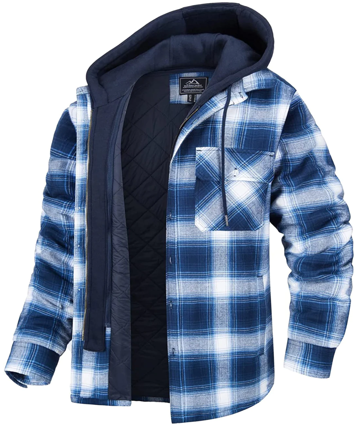 Daniel Plaid Men's Jacket with Hood – Casual Style, Chest Pockets & Zipper Closure