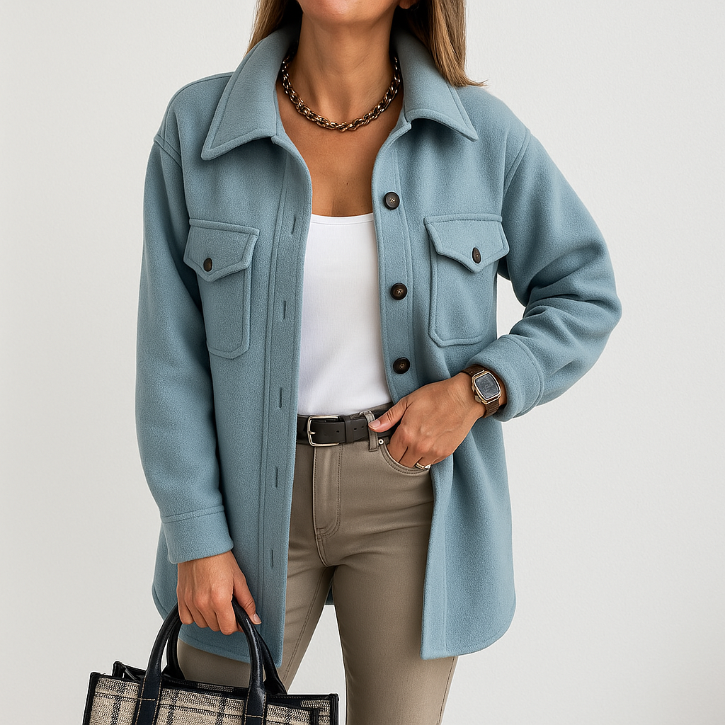 Kayleigh Women's Over Shirt – Beige Oversize with Straight Cut, Chic & Casual Style