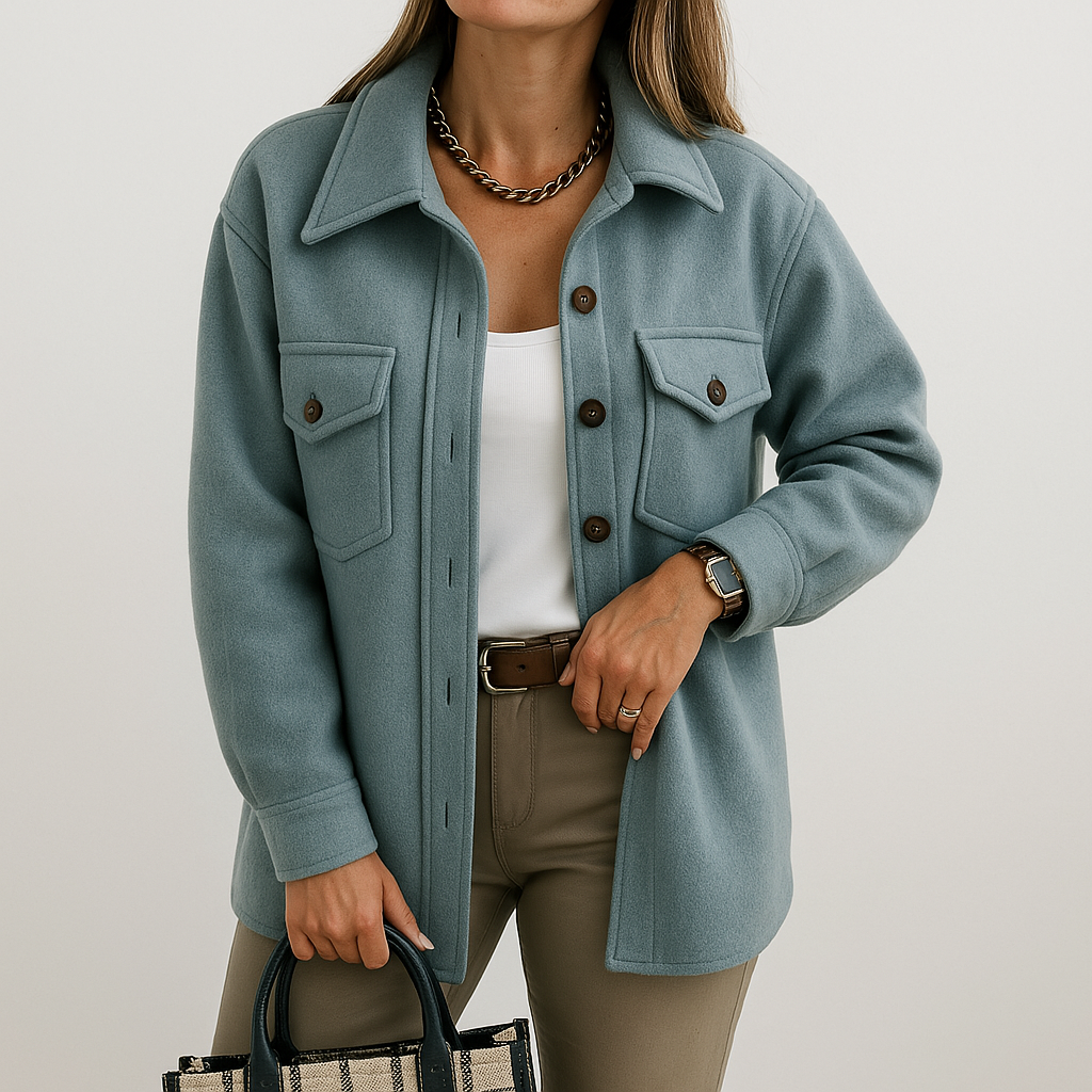 Kayleigh Women's Over Shirt – Beige Oversize with Straight Cut, Chic & Casual Style