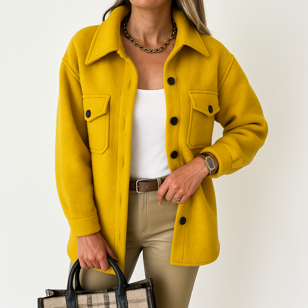 Kayleigh Women's Over Shirt – Beige Oversize with Straight Cut, Chic & Casual Style