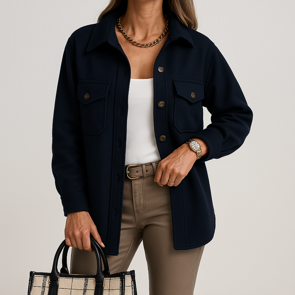 Kayleigh Women's Over Shirt – Beige Oversize with Straight Cut, Chic & Casual Style