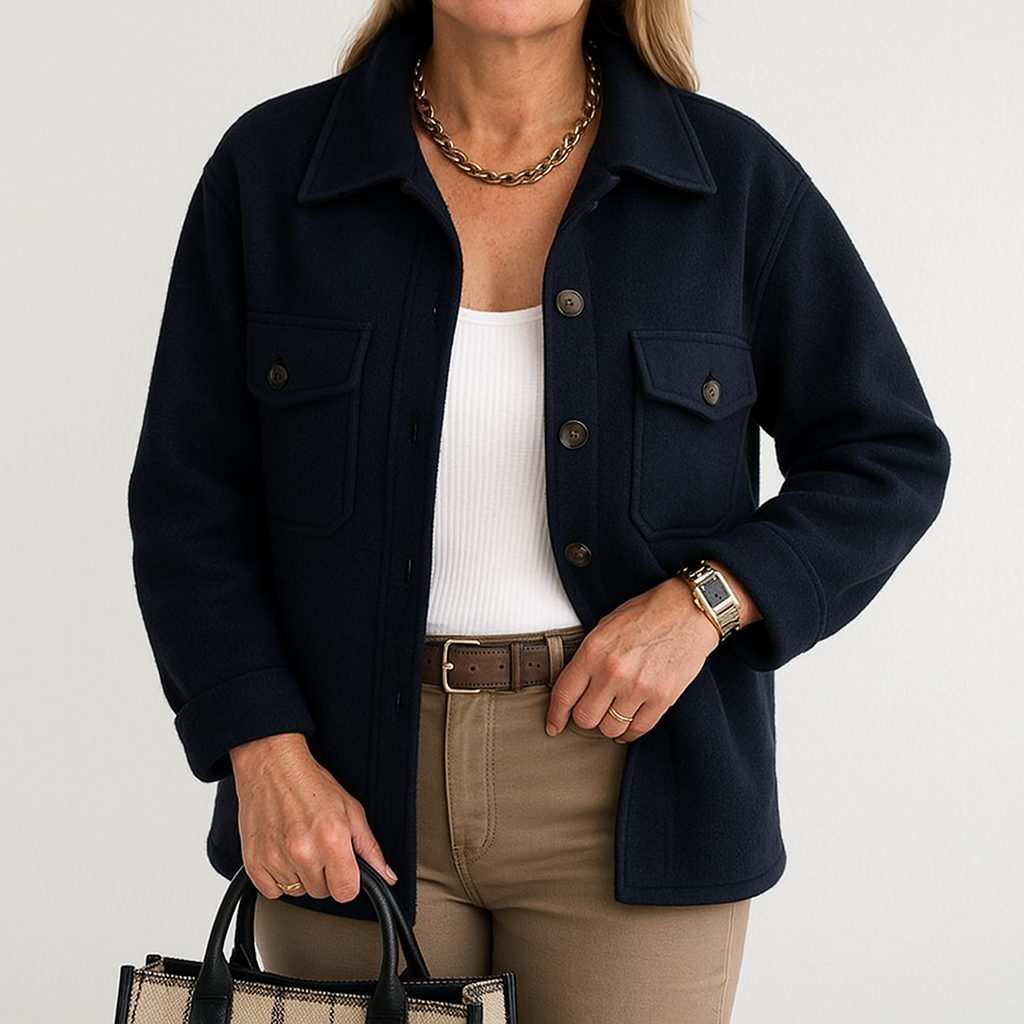 Kayleigh Women's Over Shirt – Beige Oversize with Straight Cut, Chic & Casual Style