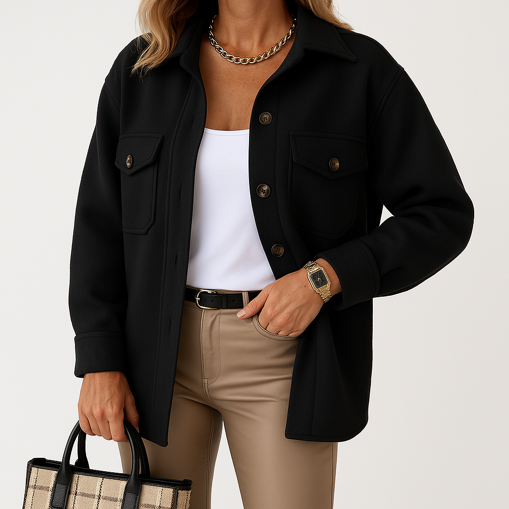 Kayleigh Women's Over Shirt – Beige Oversize with Straight Cut, Chic & Casual Style