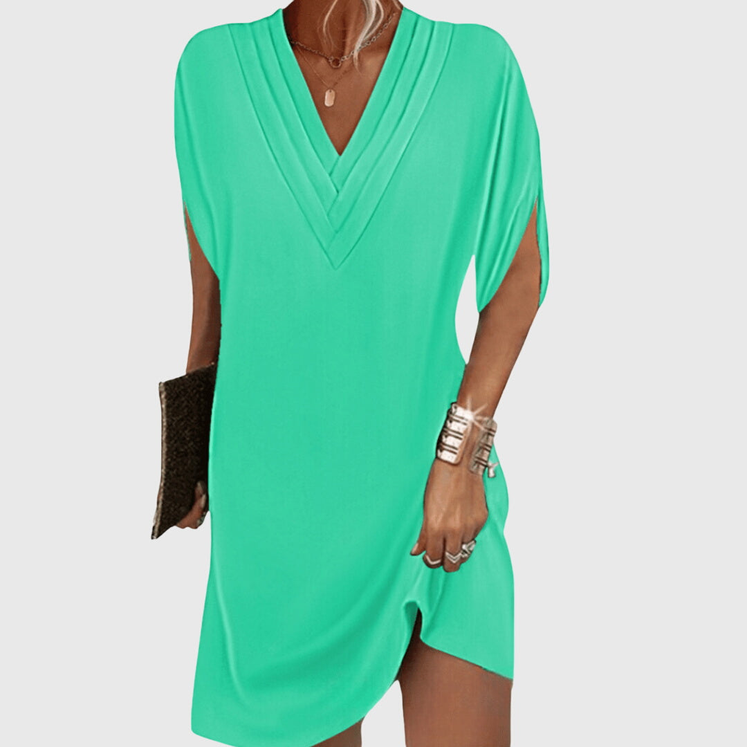 V-Neck Dress – Flattering Silhouette & Waist-Defining Fit
