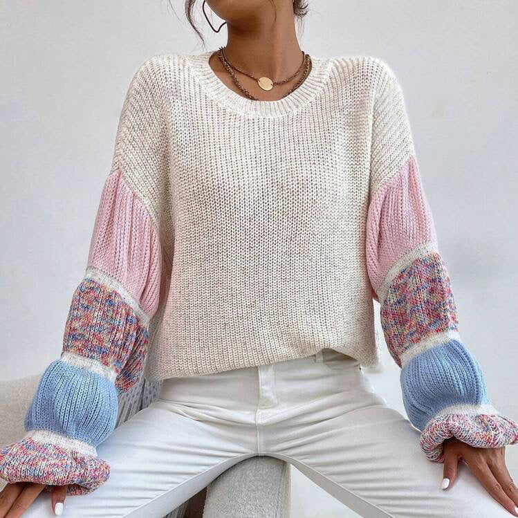 Delilah Pullover Knitted Multicolor for Women – Soft and Warm Sweater with Casual Fit and Layered Design