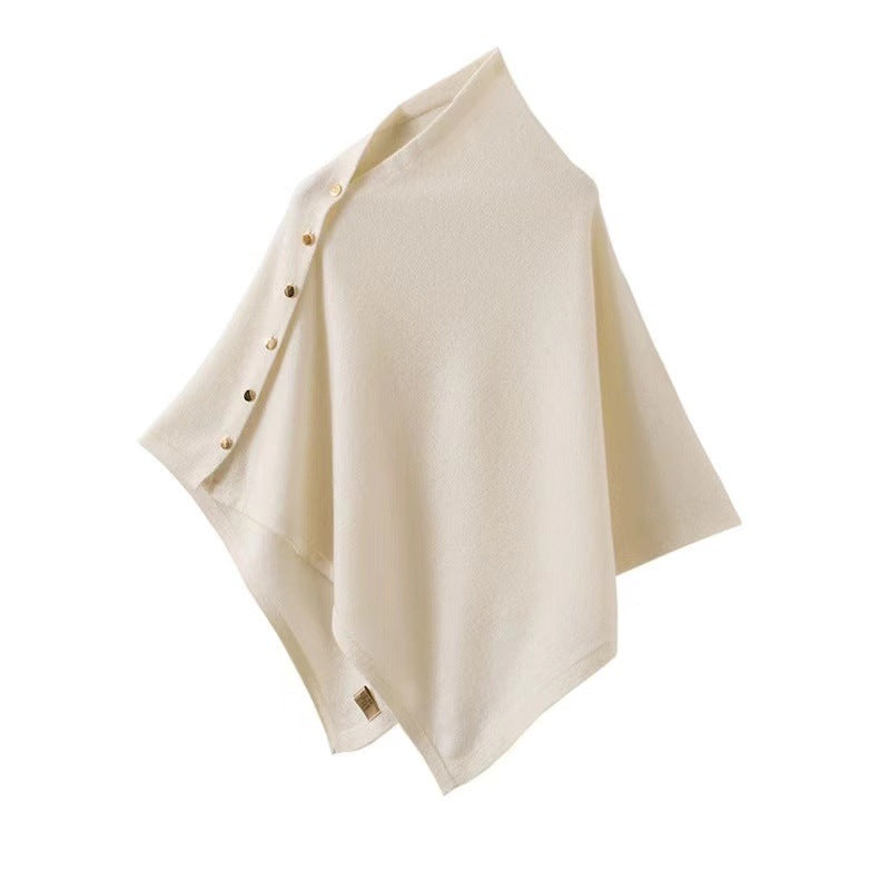 Ivora Femme Poncho – Elegant Scarf Poncho in Soft Fabric with Button Closure