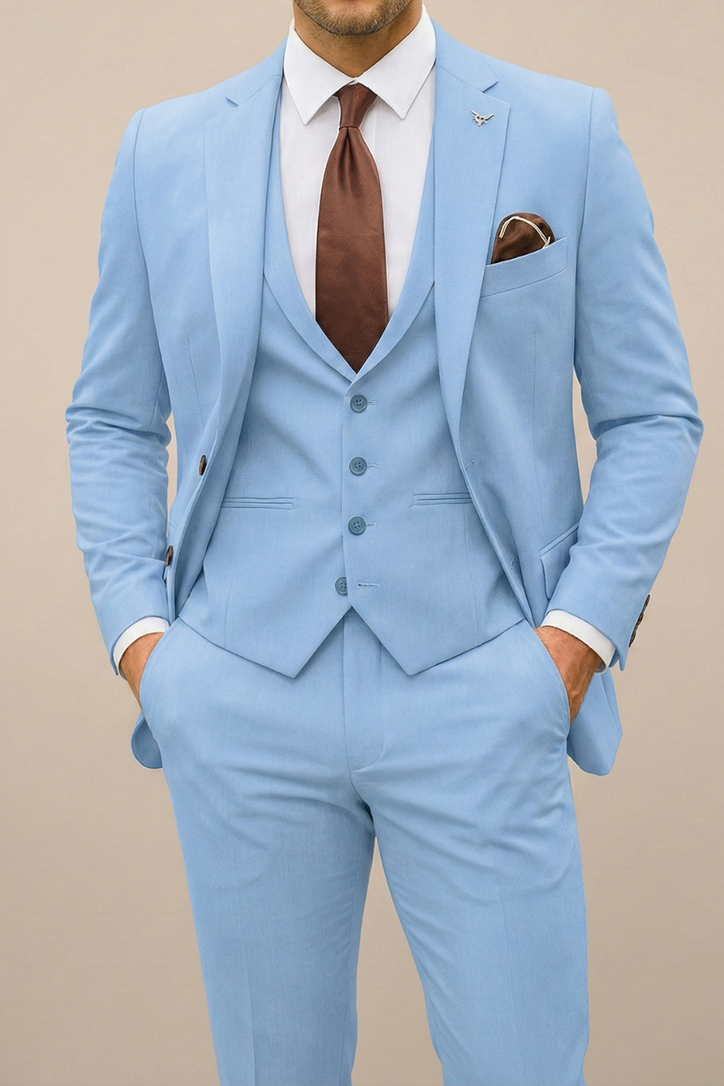 Men's Slim Fit Three-Piece Suit – Formal Set for Weddings & Parties
