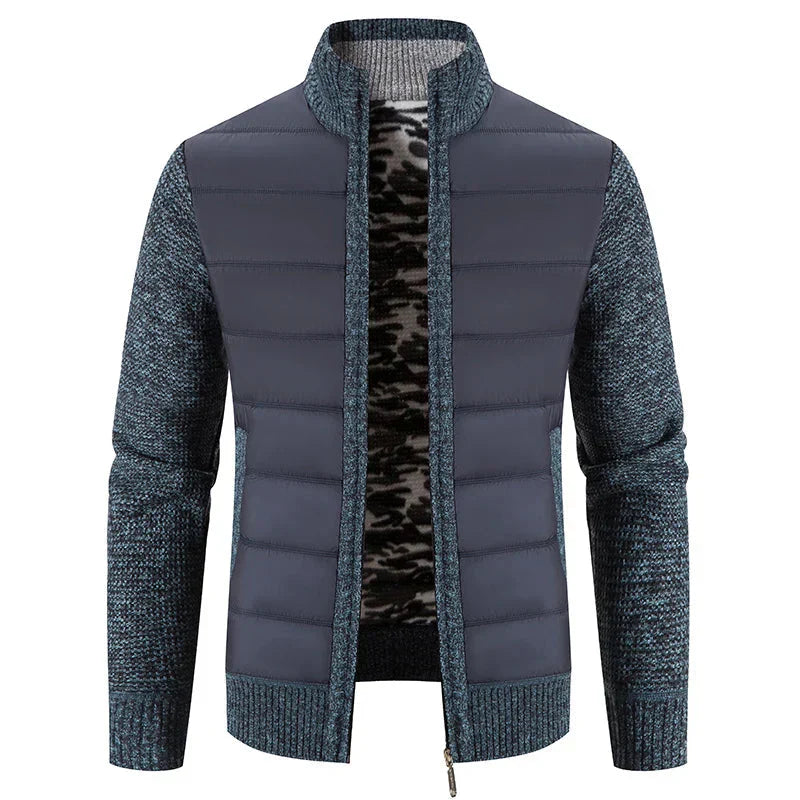 Joseph Hybrid Jacket Men – Knit & Quilted with Stand-up Collar, Zipper & Modern Style
