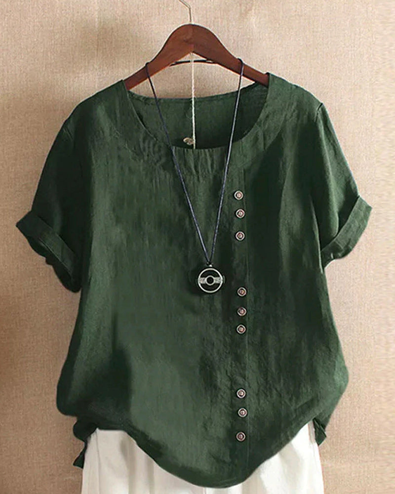 Lena Blouse Femme – Lightweight Linen Blouse with Buttoning & Natural Look