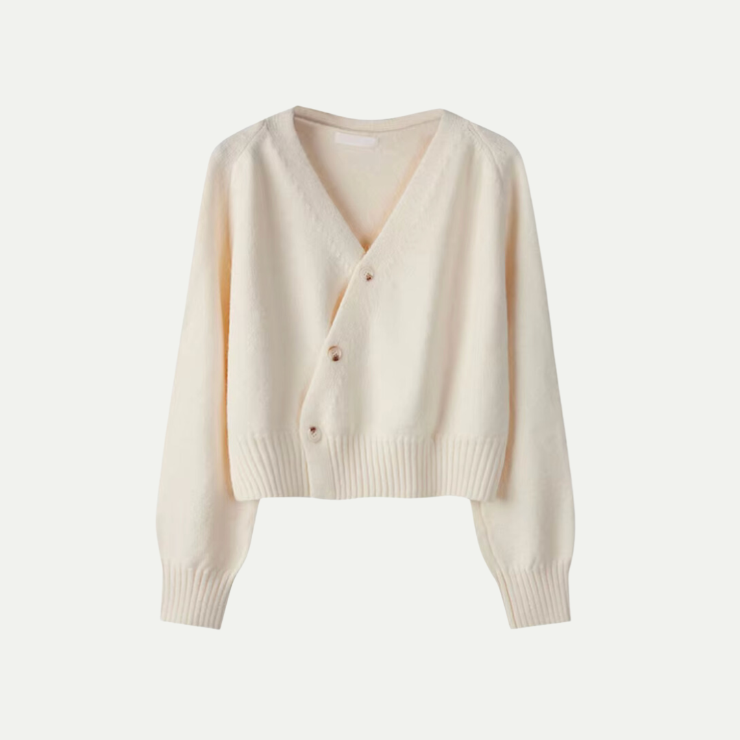 Eira Cardigan in wool for women – Soft short knit with V-neck and button closure & elegant and comfortable fit