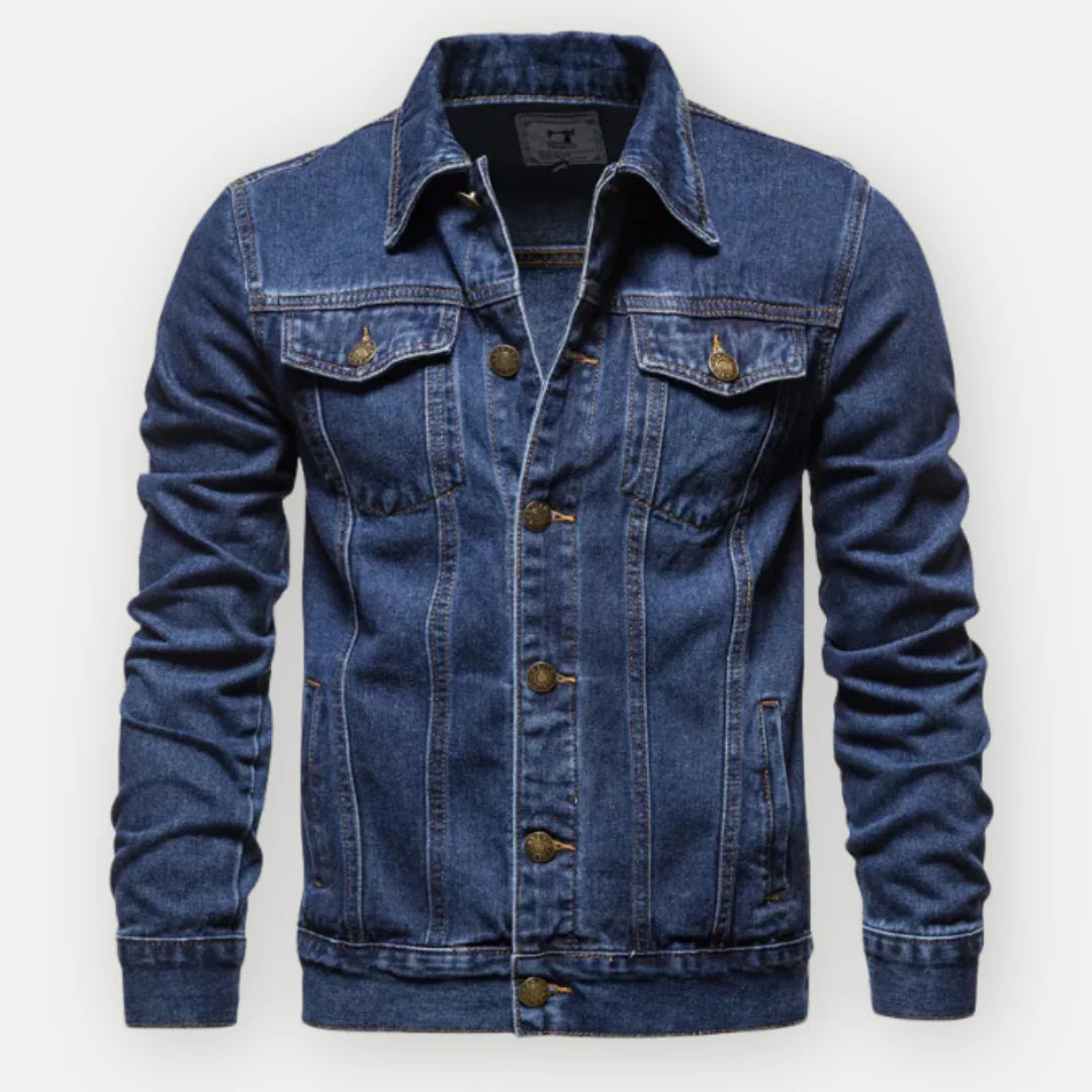 Frank Men's Jacket – Classic Denim Jean Jacket with Metal Buttons & Useful Pockets