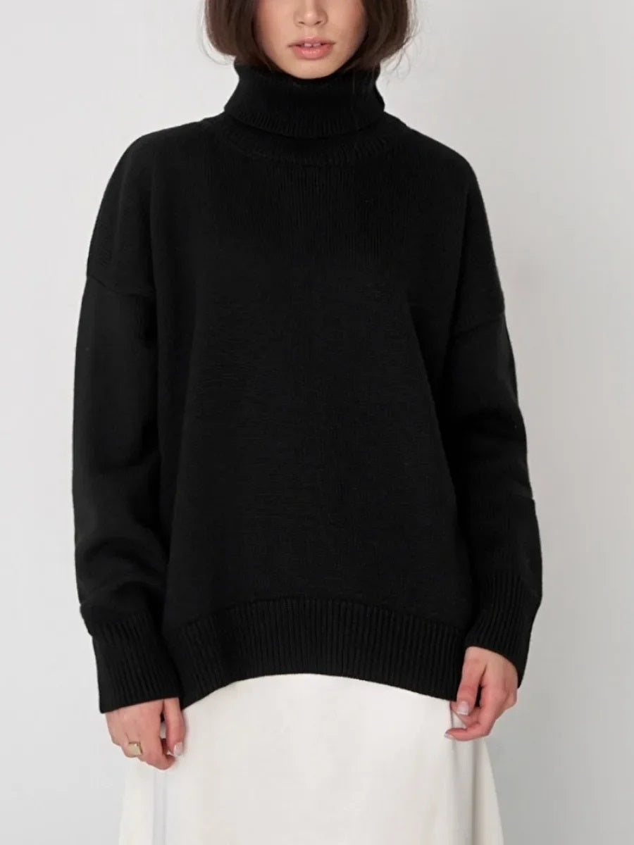 Elise Oversized Turtleneck Sweater for Women – Soft and Warm Knit Sweater with Timeless Style