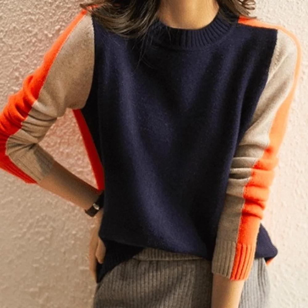 Véronique Women's Striped Sweater – Fitted Cut, Graphic Style & Comfortable Cotton
