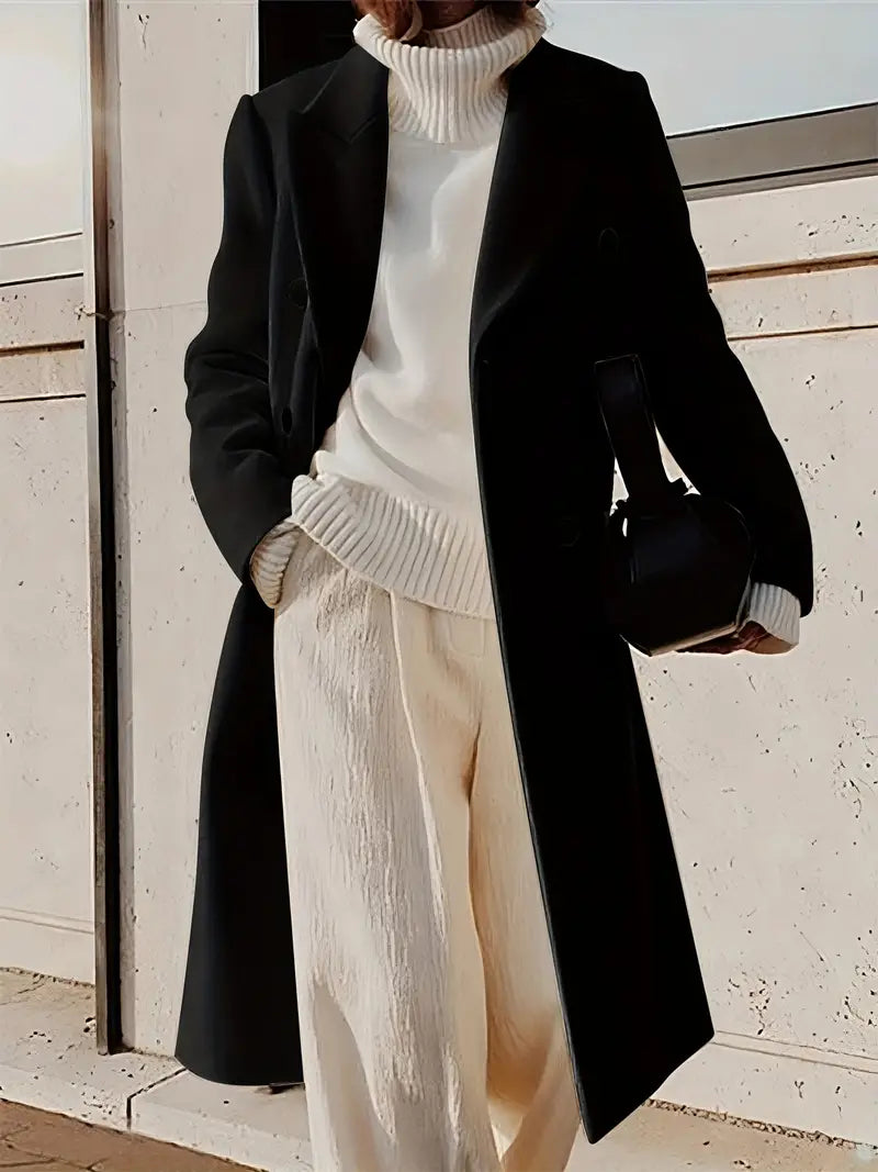 Mariana Manteau Long Femme – Elegant Cashmere Trench with Modern & Timeless Cut
