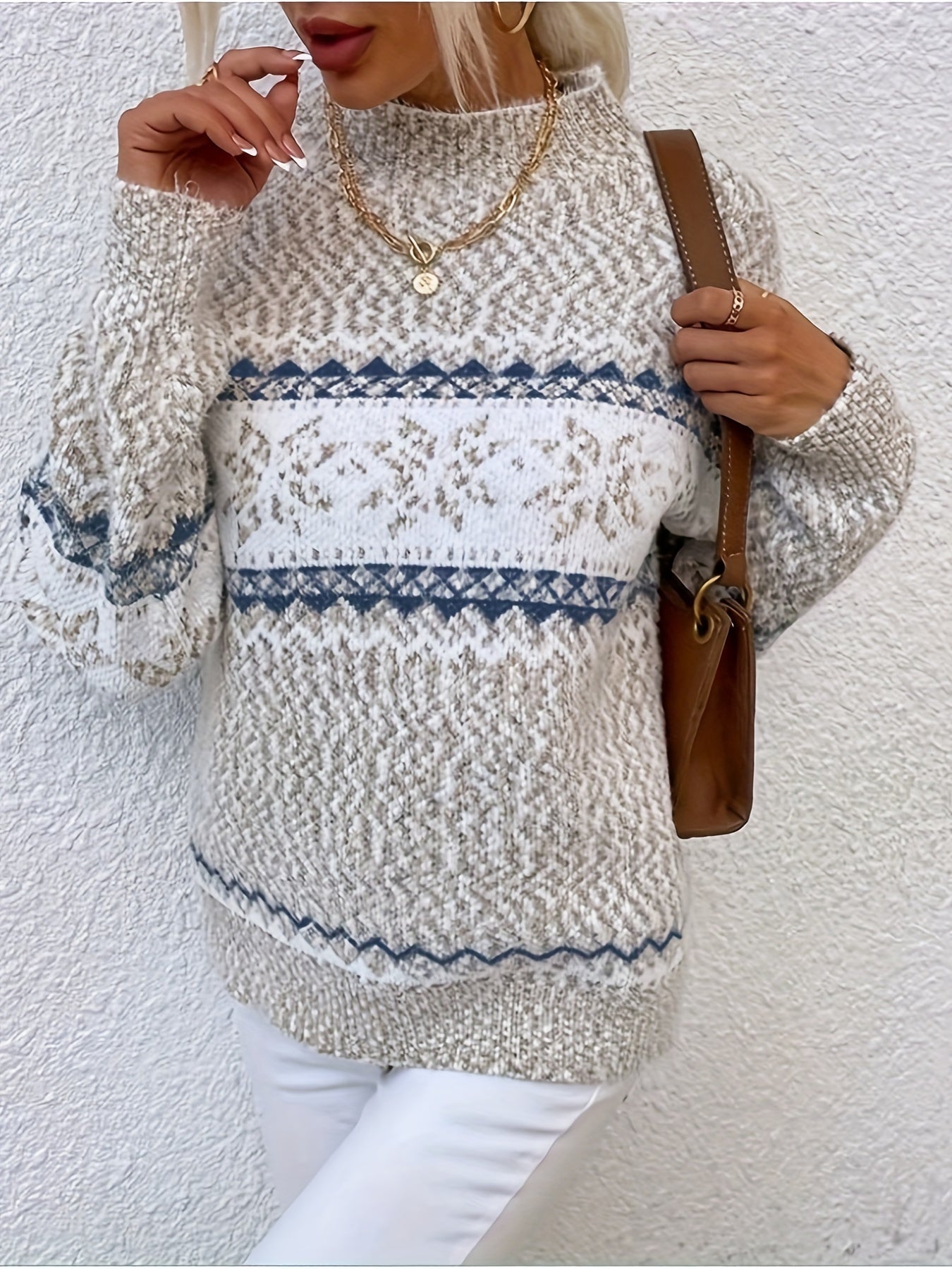Graciela Women's Norwegian Pullover – Warm Wool Knit Scandinavian Snowflake Pattern
