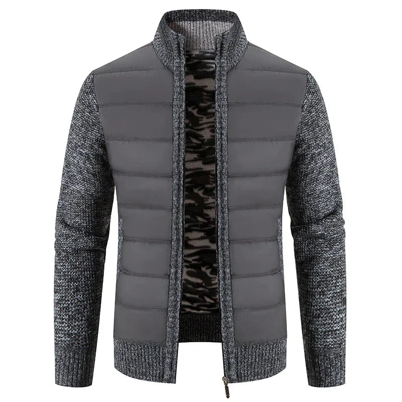 Joseph Hybrid Jacket Men – Knit & Quilted with Stand-up Collar, Zipper & Modern Style