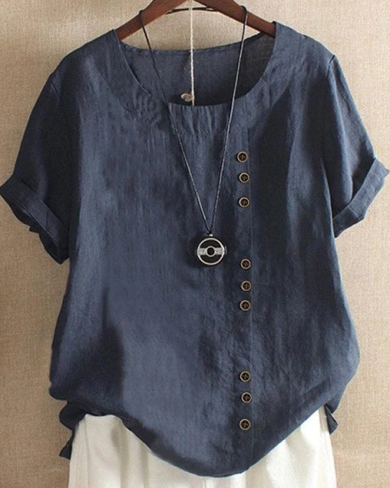 Lena Blouse Femme – Lightweight Linen Blouse with Buttoning & Natural Look