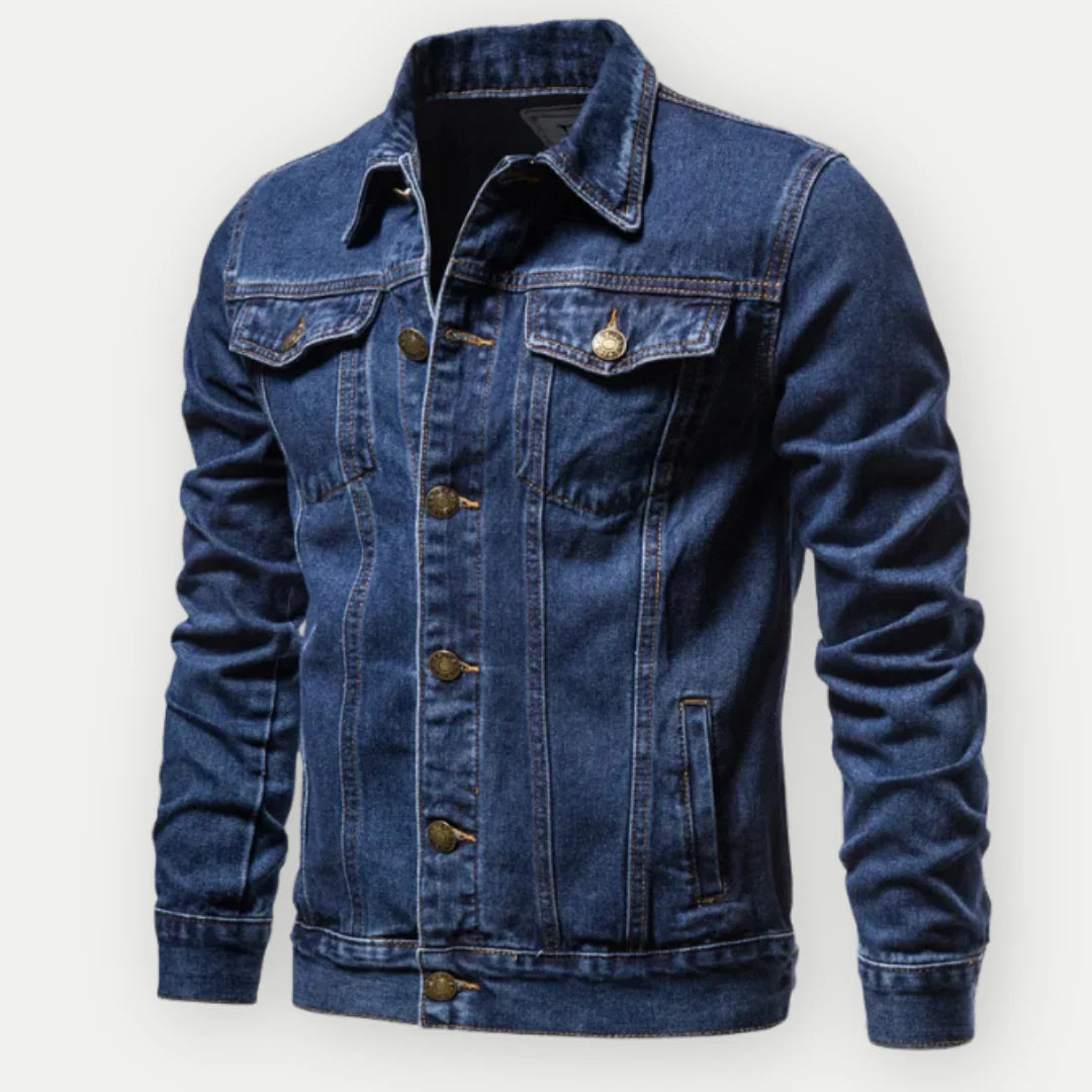 Frank Men's Jacket – Classic Denim Jean Jacket with Metal Buttons & Useful Pockets