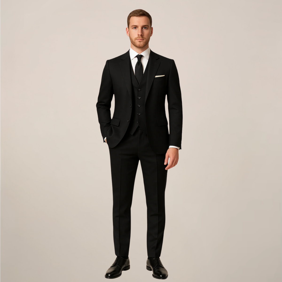 Men’s Three-Piece Dinner Suit – Contrast Lapel, Tailored Fit