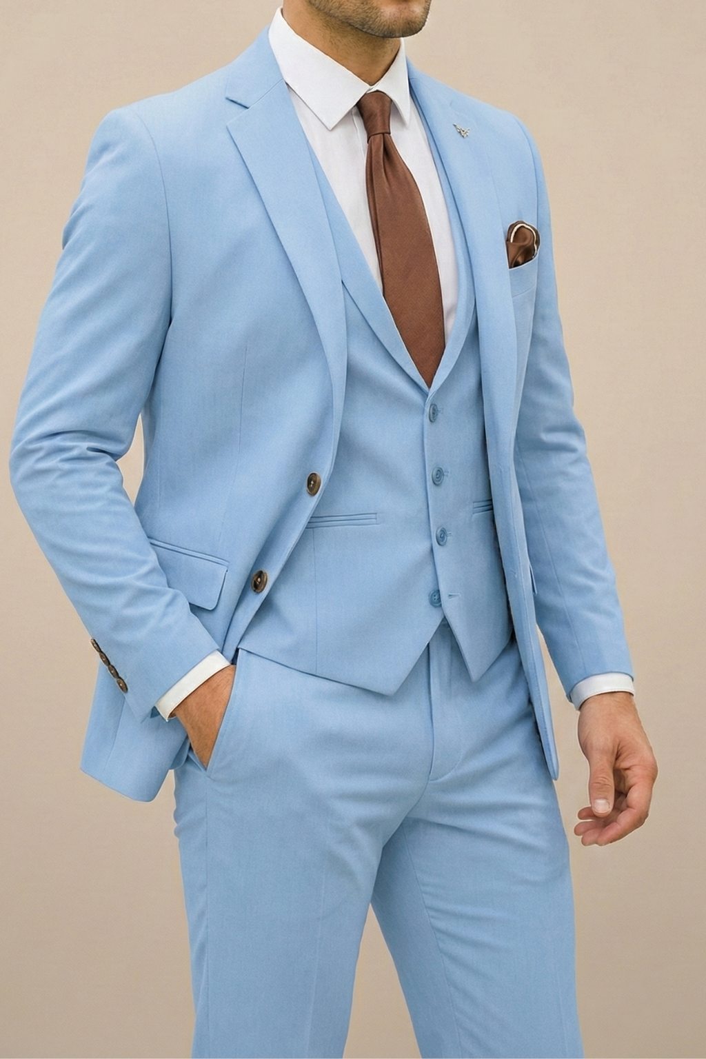 Men's Slim Fit Three-Piece Suit – Formal Set for Weddings & Parties