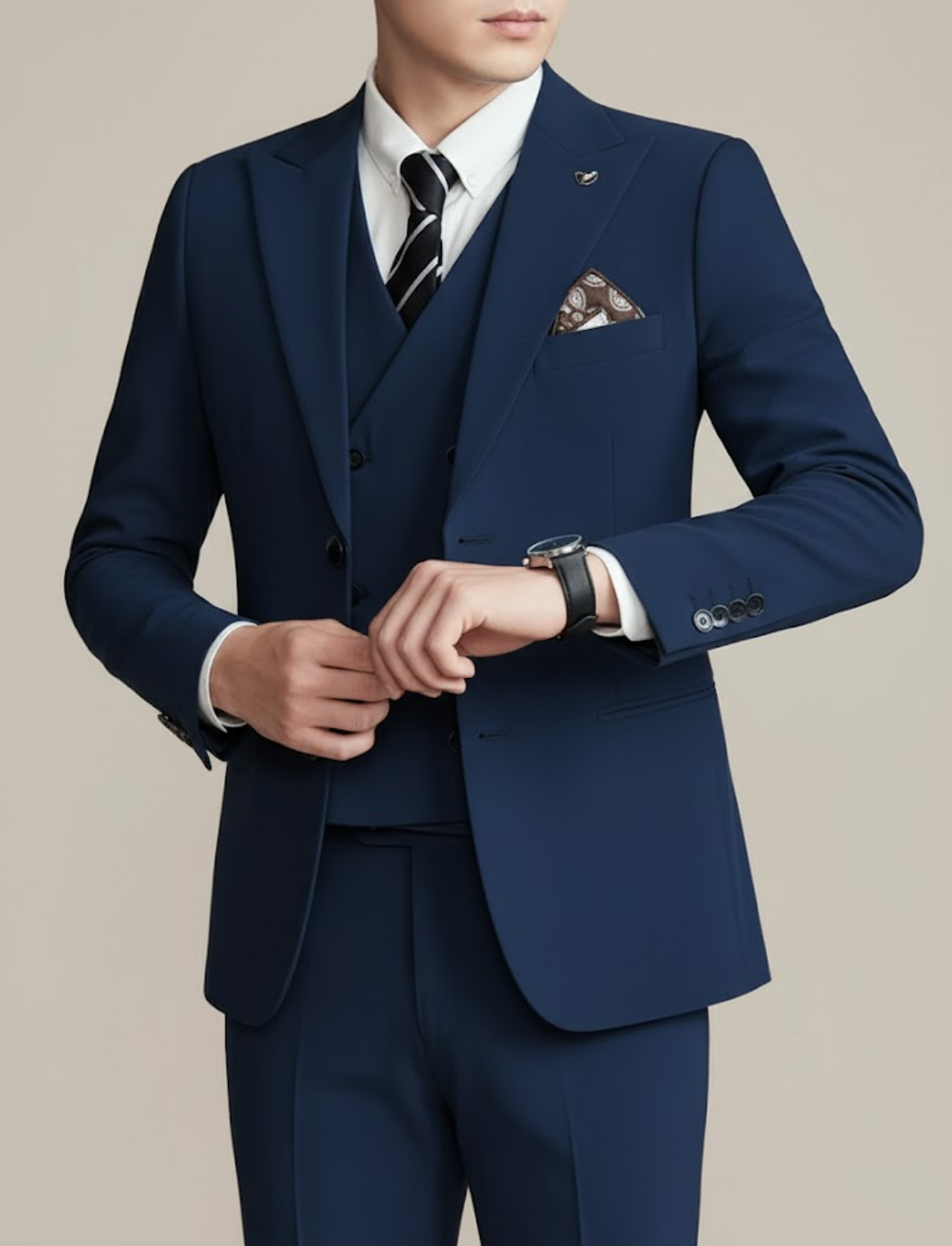 Men’s Three-Piece Suit – Tailored Formal Wedding Ensemble