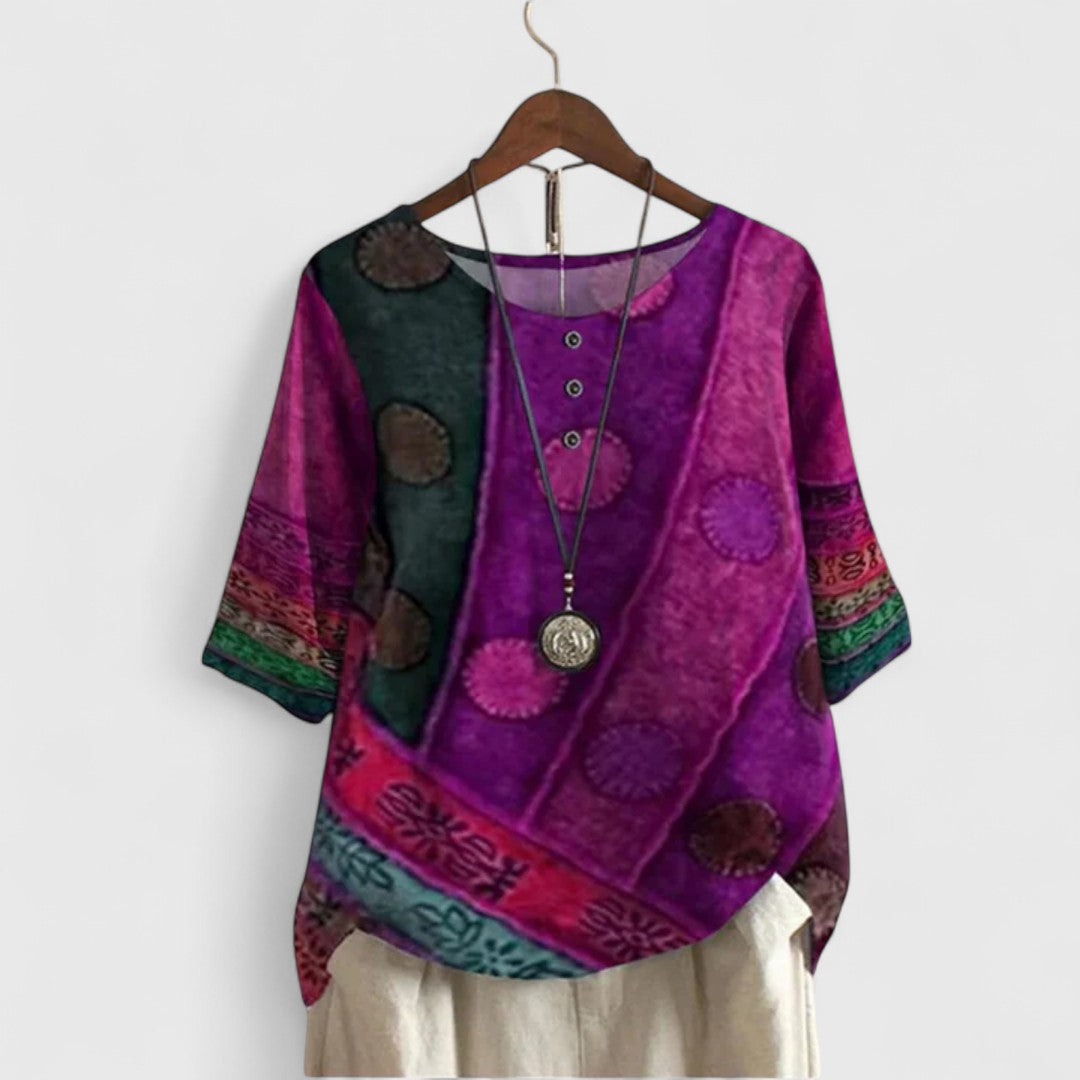 Boho Button Front Women's Top – Flattering Silhouette & Soft Touch Fabric