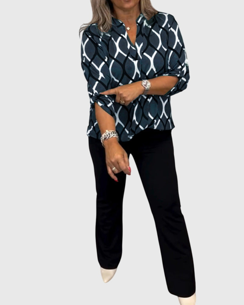 V-Neck Long Sleeve Women's Top – Flattering Silhouette