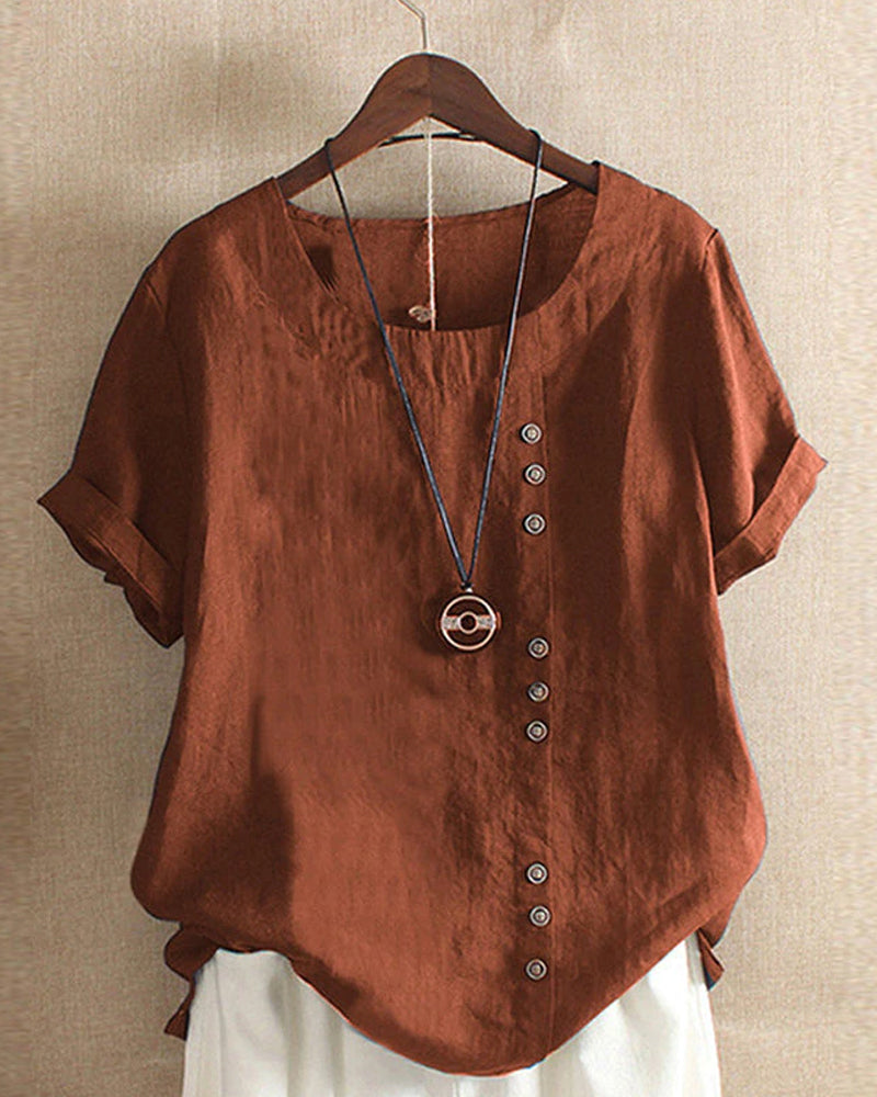 Lena Blouse Femme – Lightweight Linen Blouse with Buttoning & Natural Look