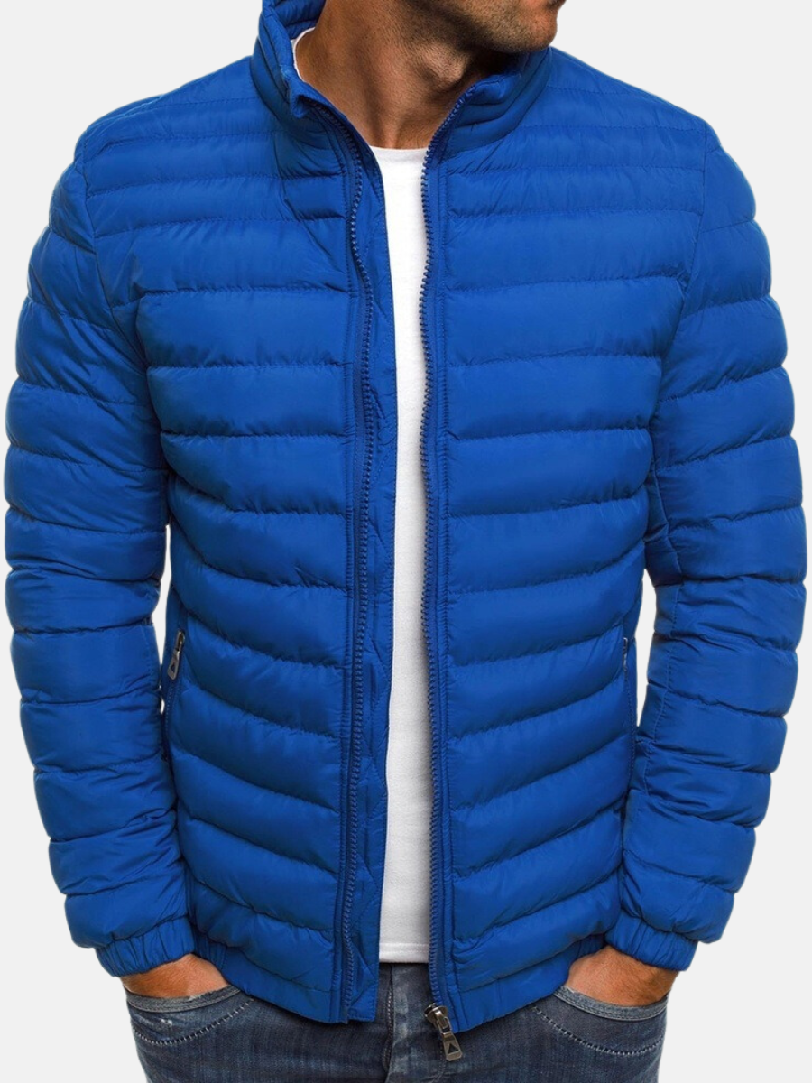 Manuel Quilted Jacket for Men – Light Straight Cut with Stand-up Collar & Zipper Closure