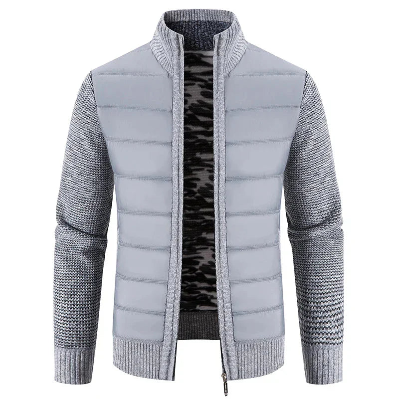Joseph Hybrid Jacket Men – Knit & Quilted with Stand-up Collar, Zipper & Modern Style