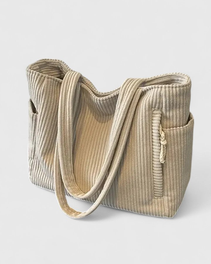 Annie | Luxurious Ribbed Tote Bag with Cord Detail