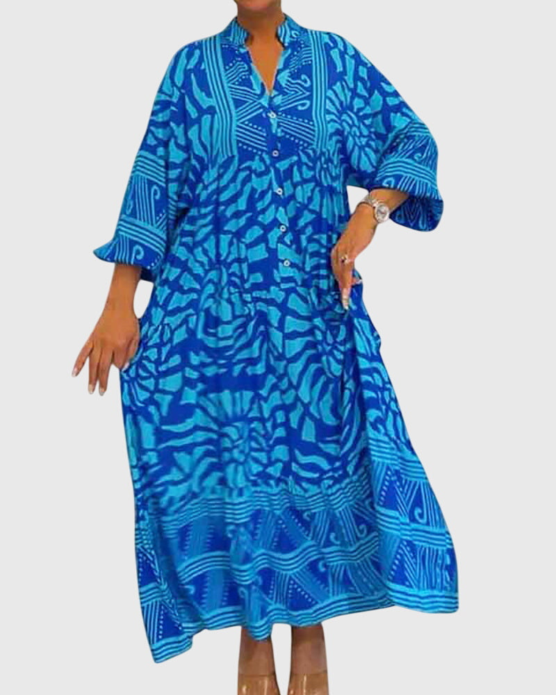 V-Neck Relaxed Fit Maxi Dress – Breathable Fabric & Flattering Silhouette