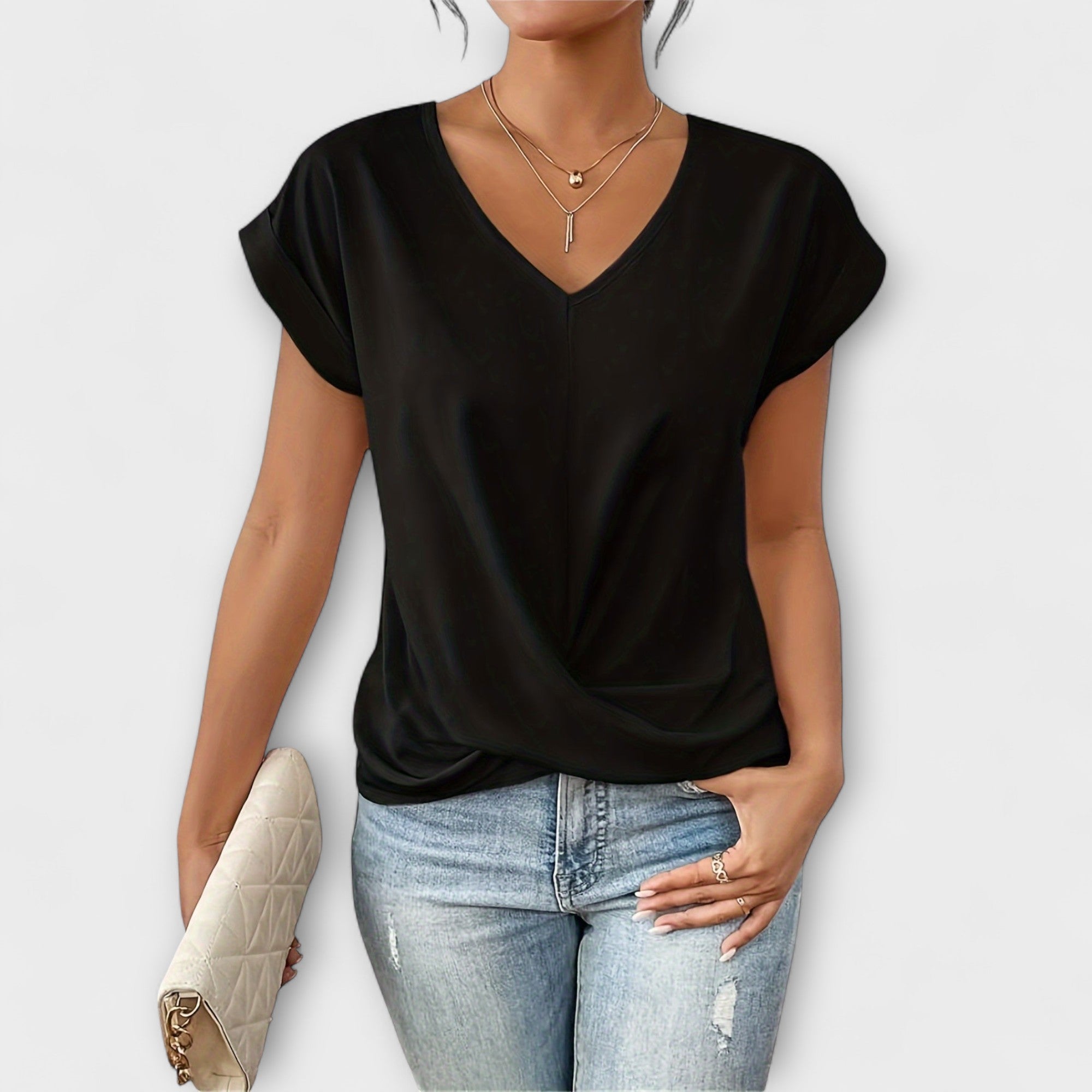 V-Neck Button Front Women's Top – Breathable Fabric & Lightweight Feel