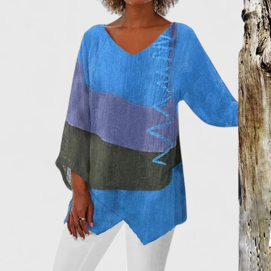 V-Neck Elegant V-Neck Tunic – Breathable Fabric & Flattering Silhouette